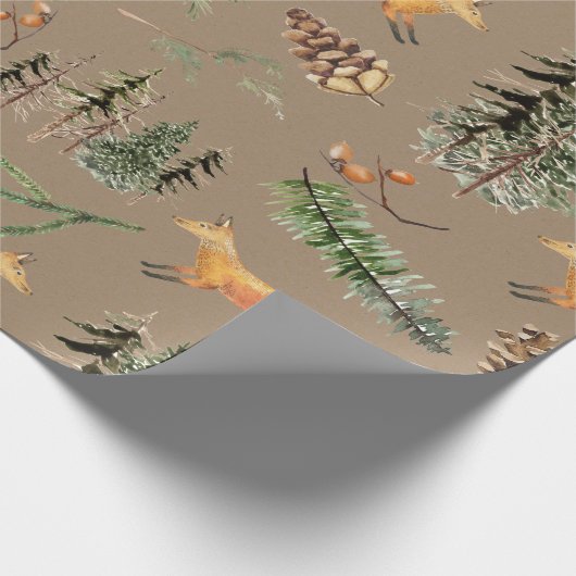 Rustic Kraft Red Fox in het bos Cadeaupapier (Hoek)