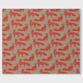 Rustic Kraft Red Foxes op een heilige datum Cadeaupapier (Vlak)