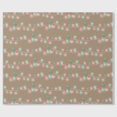 Rustic Kraft Red Green kerstboom Light Cadeaupapier (Vlak)