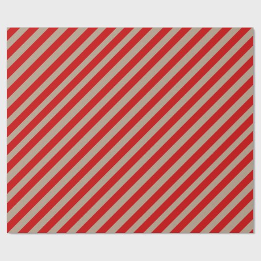 Rustic Kraft Red Wide Stripe Vakantie Cadeaupapier (Vlak)