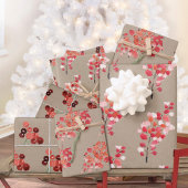 Rustic Kraft Red Winter Berries Inpakpapier Vel