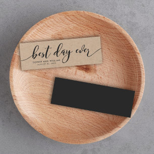 Rustic Kraft Relax Script Weddenschap Beste dag oo Mini Visitekaartjes
