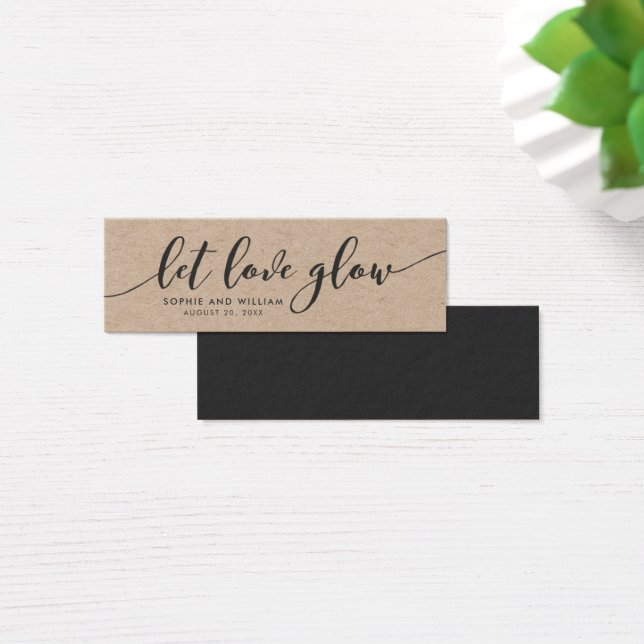 Rustic Kraft Relax Script Weddenschap Let Love Glo Mini Visitekaartjes (Bureau)
