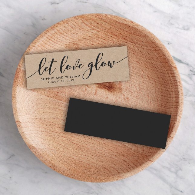 Rustic Kraft Relax Script Weddenschap Let Love Glo Mini Visitekaartjes (Creator heeft geüpload)