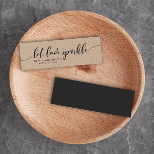 Rustic Kraft Relax Script Wedding Let Love Sparkle Mini Visitekaartjes