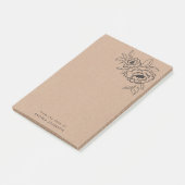 Rustic Kraft Roos Floral van het bureau van naam Post-it® Notes (Schuin)