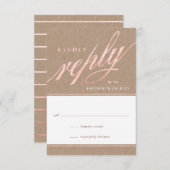 Rustic Kraft & Roos Gold Script Reply Kaarten RSVP Kaartje (Voorkant / Achterkant)