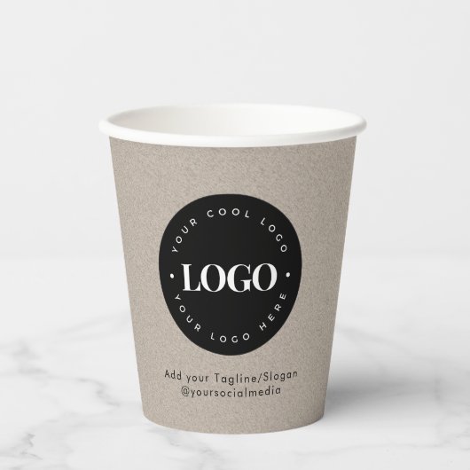 Rustic Kraft Round Circle Custom Company Logo Papieren Bekers (Voorkant)