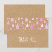 Rustic Kraft Roze Regendruppels Dank je wel Bedankkaart (Voorkant / Achterkant)