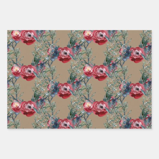 Rustic Kraft Rozen Pine & Spruce Greenery Trellis Inpakpapier Vel (Voorkant 3)