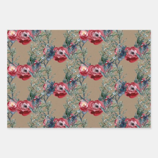Rustic Kraft Rozen Pine & Spruce Greenery Trellis Inpakpapier Vel (Voorkant)