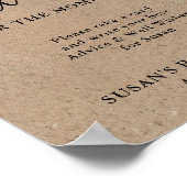 Rustic Kraft Script Baby shower Advice & Wishes Poster (Hoek)