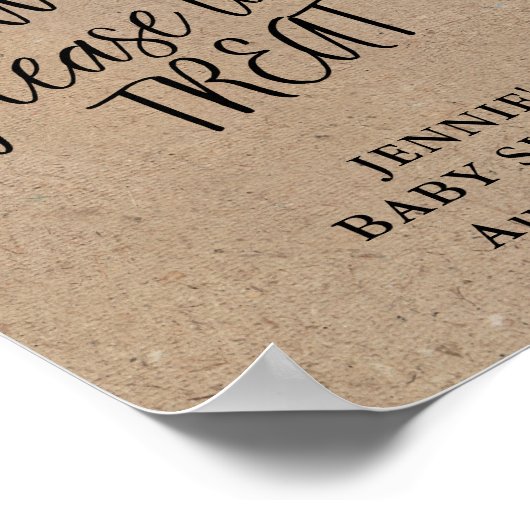 Rustic Kraft Script Baby shower Favor Display Poster (Hoek)