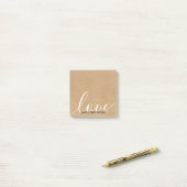 Rustic Kraft Script Liefde Gepersonaliseerde Naam Post-it® Notes (Op bureau)