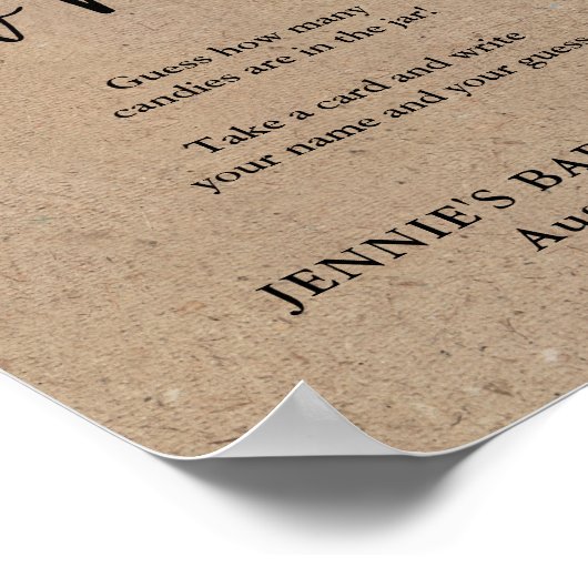 Rustic Kraft Script raden hoeveel gameweergave Poster (Hoek)