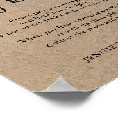 Rustic Kraft Script Zeg geen Baby game Poster (Hoek)