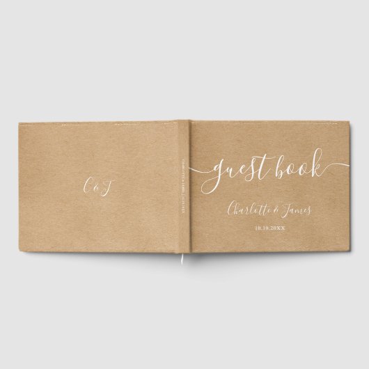 Rustic Kraft Signature Script Wedding Gastenboek (Volledig)
