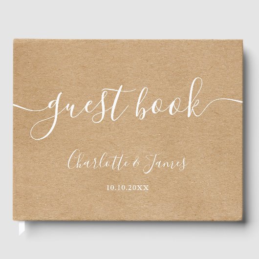 Rustic Kraft Signature Script Wedding Gastenboek (Voorkant)