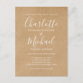 Rustic Kraft Signature Script Wedding Uitnodiging Briefkaart (Voorkant)