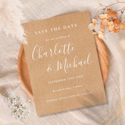 Rustic Kraft Signature Wedding Save the Date Card Briefkaart