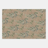 Rustic Kraft Silver Blue Spruce Winter Greenery Inpakpapier Vel (Voorkant 3)