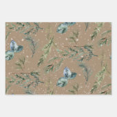 Rustic Kraft Silver Blue Spruce Winter Greenery Inpakpapier Vel (Voorkant 2)