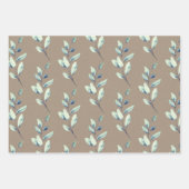 Rustic Kraft Silver Green Eucalyptus Sprigs Inpakpapier Vel (Voorkant 3)