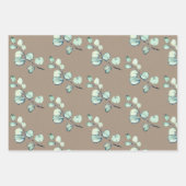 Rustic Kraft Silver Green Eucalyptus Sprigs Inpakpapier Vel (Voorkant)