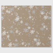 Rustic Kraft Silver & White Snowflakes Cadeaupapier (Vlak)