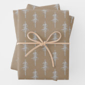 Rustic Kraft Silver Woodland Pine Tree Forest Inpakpapier Vel (In situ)