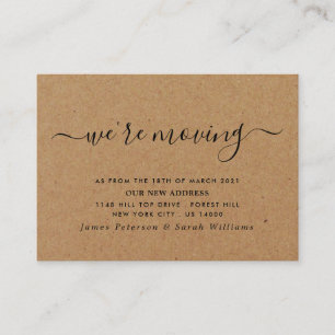 Rustic Kraft Simple Script Change of Address Informatiekaartje