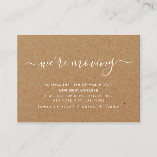 Rustic Kraft Simple Script Change of Address Informatiekaartje (Voorkant)