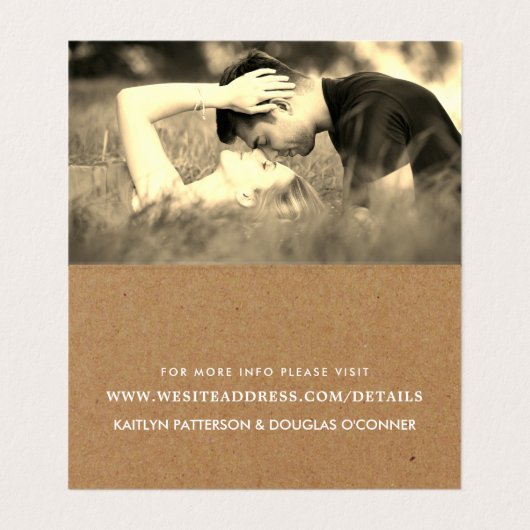 Rustic Kraft Simple Script met Photo Detail Card Visitekaartjes (Binnenkant ongevouwen)