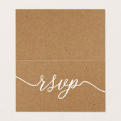 Rustic Kraft Simple Script met Photo RSVP-kaart Visitekaartjes (Buitenkant ongevouwen)