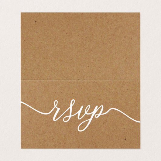 Rustic Kraft Simple Script met Photo RSVP-kaart Visitekaartjes (Buitenkant ongevouwen)