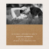 Rustic Kraft Simple Script met Photo RSVP-kaart Visitekaartjes (Binnenkant ongevouwen)
