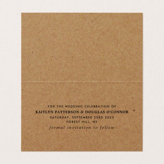 Rustic Kraft Simple Script Modifier La Carte Date (Intérieur déplié)