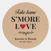 Rustic Kraft S'more Love Wedding Ronde Sticker (Voorkant)