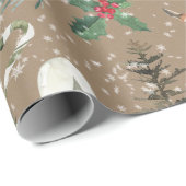 Rustic Kraft Snowy Reindeer & Alles Kerstmis Cadeaupapier (Rol Hoek)