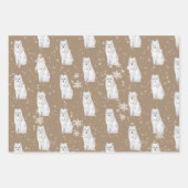 Rustic Kraft Snowy Winter Arctic Animals Matte Inpakpapier Vel (Voorkant 3)