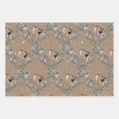 Rustic Kraft Snowy Winter Birds Nesting Inpakpapier Vel (Voorkant)