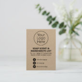 Rustic Kraft Soap Scent Ingredients List Logo Visitekaartje (Staand voorkant)