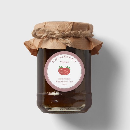 Rustic & Kraft Strawberry Jam Label Sticker