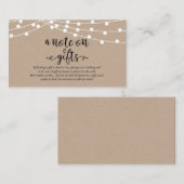 Rustic kraft string light, A note on gifts Informatiekaartje (Voorkant / Achterkant)
