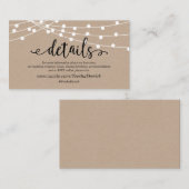 Rustic kraft string light, Wedding Details website Informatiekaartje (Voorkant / Achterkant)