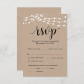 Rustic Kraft String Lights bruiloft Rsvp antwoordk Informatiekaartje (Voorkant / Achterkant)