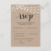 Rustic Kraft String Lights bruiloft Rsvp antwoordk Informatiekaartje (Voorkant)