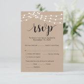 Rustic Kraft String Lights bruiloft Rsvp antwoordk Informatiekaartje (Staand voorkant)