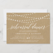 Rustic Kraft String Lights Rehearsal Dinner Kaart (Voorkant)