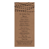 Rustic Kraft String Lights Trouwprogramma Reclamekaart (Achterkant)
